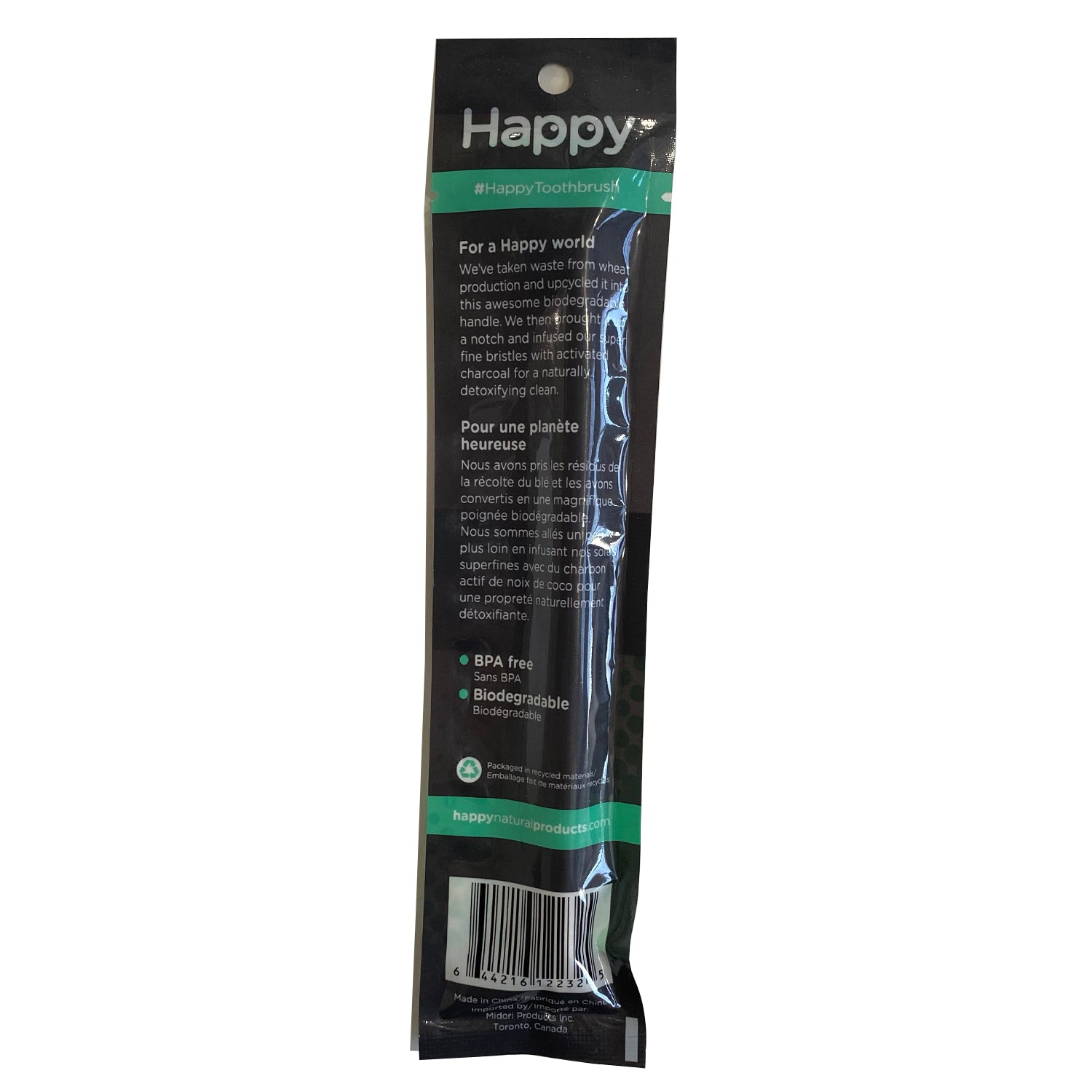 Charcoal Biodegradable Toothbrush | Happy Natural Products